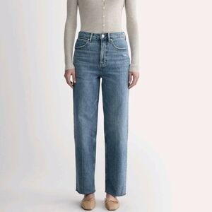 NEW Everlane The Way-High Jeans in Distressed Blue Denim Size 31 Raw Hem